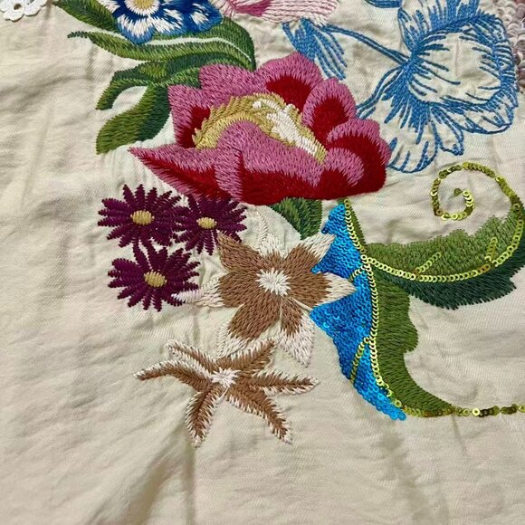 NWOT Johnny Was Bamboo KIMONO Embroidered Beaded sequins Floral Coat Jacket Sz S - Picture 6 of 16